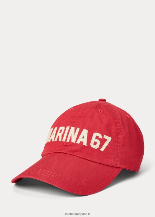 casquette à long bec en sergé appliqué 46T60T2208 Hommes Ralph Lauren piment