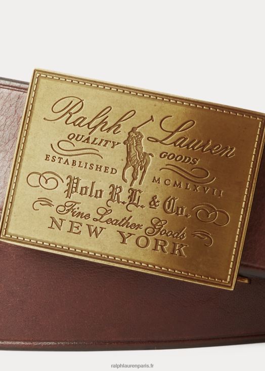 ceinture à boucle plaque héritage 46T60T2571 Hommes Ralph Lauren brun