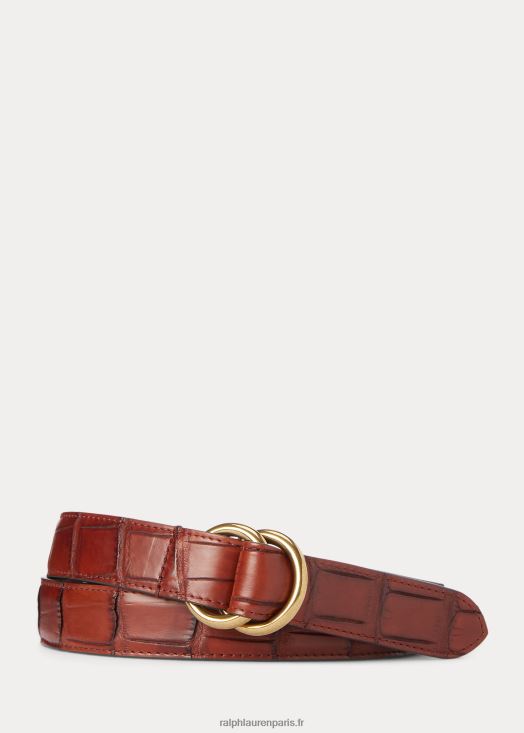 ceinture en alligator à joint torique 46T60T8994 Hommes Ralph Lauren Cognac