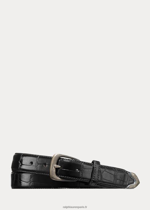 ceinture en alligator à pointes sterling 46T60T2796 Hommes Ralph Lauren noir