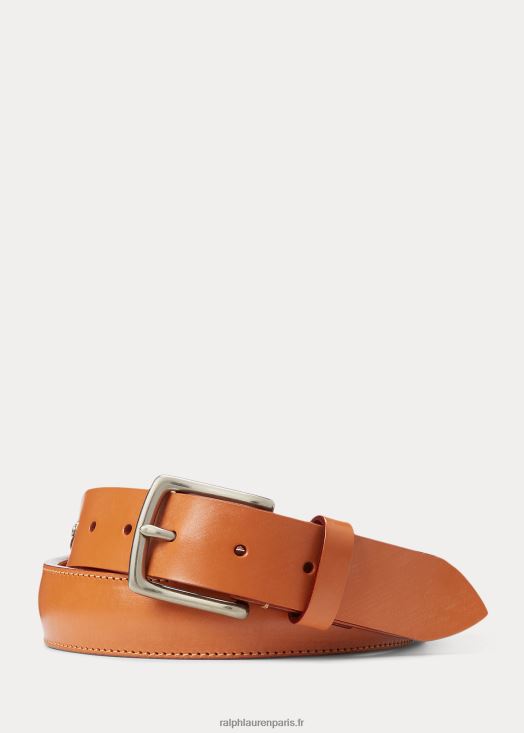 ceinture en cuir à boucle en laiton 46T60T2479 Hommes Ralph Lauren bronzer