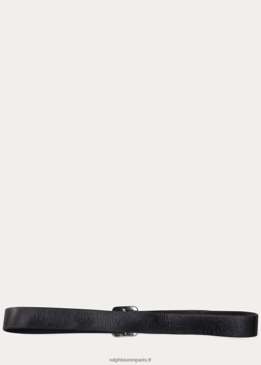 ceinture en cuir bruni à la main 46T60T8901 Hommes Ralph Lauren millésime noir