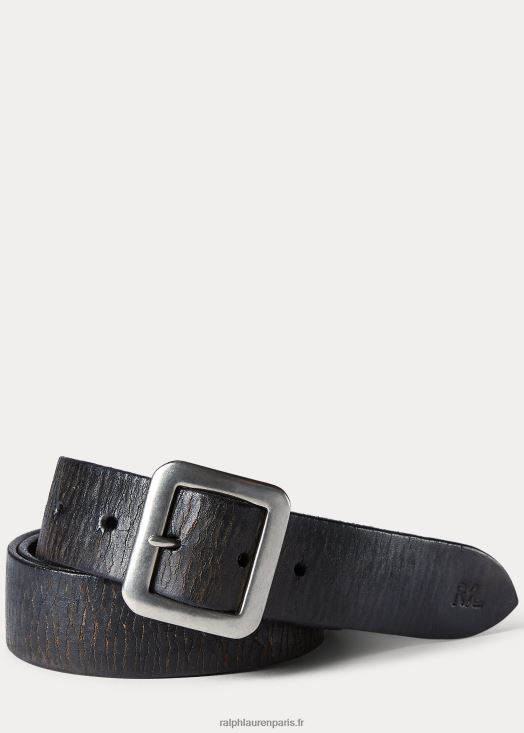 ceinture en cuir bruni à la main 46T60T8901 Hommes Ralph Lauren millésime noir