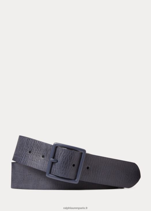ceinture en cuir ciré 46T60T2401 Hommes Ralph Lauren marine de newport