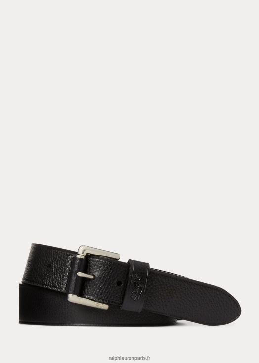 ceinture en cuir de poney signature 46T60T2378 Hommes Ralph Lauren noir