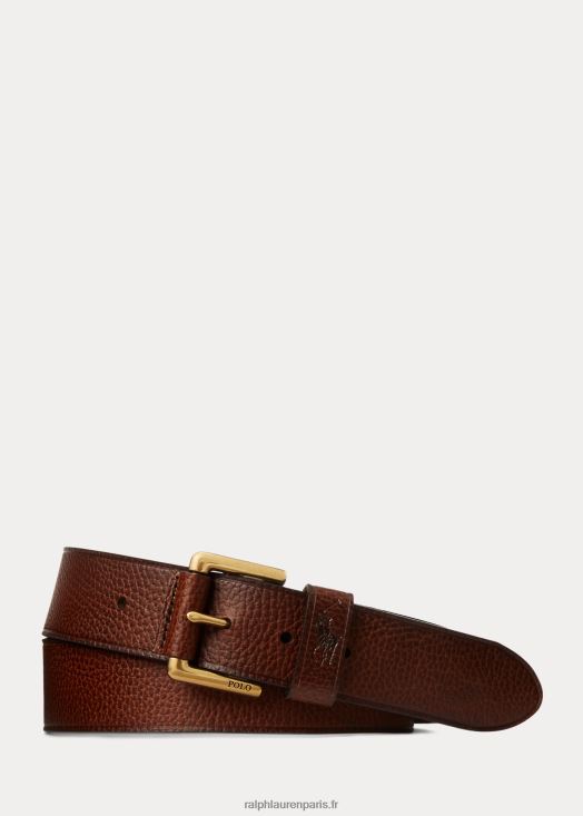ceinture en cuir de poney signature 46T60T2379 Hommes Ralph Lauren brun
