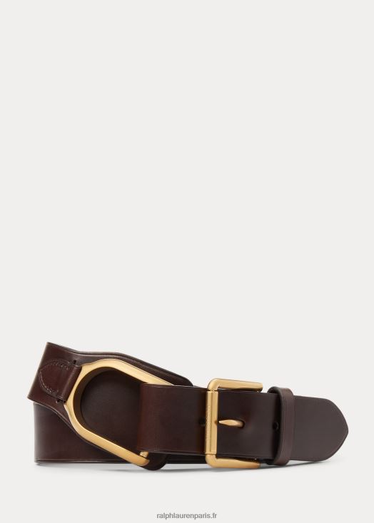ceinture en cuir à revers wellington 46T60T8957 Hommes Ralph Lauren bagages marron