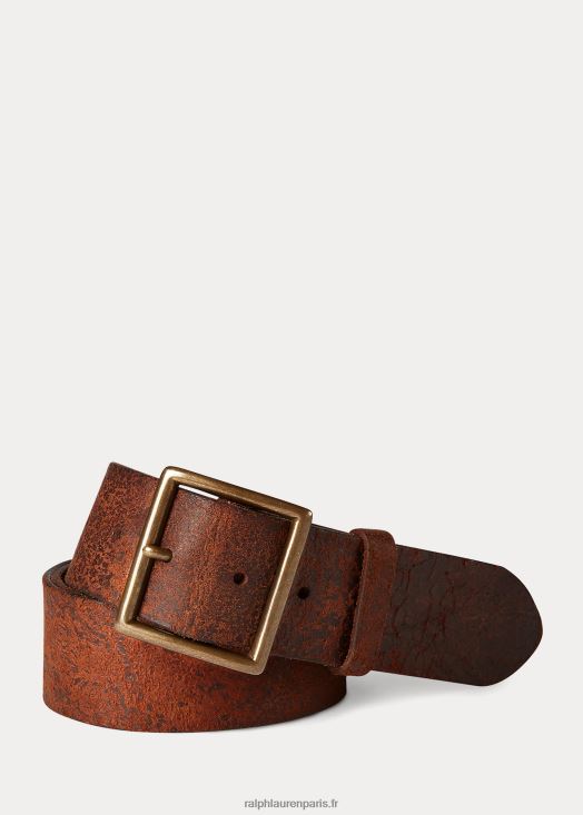 ceinture en cuir vieilli 46T60T8894 Hommes Ralph Lauren bronzage en détresse