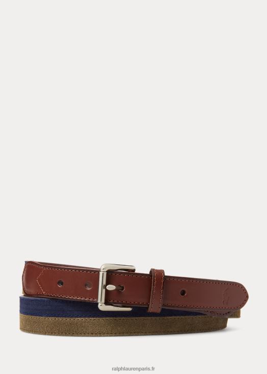 ceinture en daim bicolore 46T60T2420 Hommes Ralph Lauren marine/vert