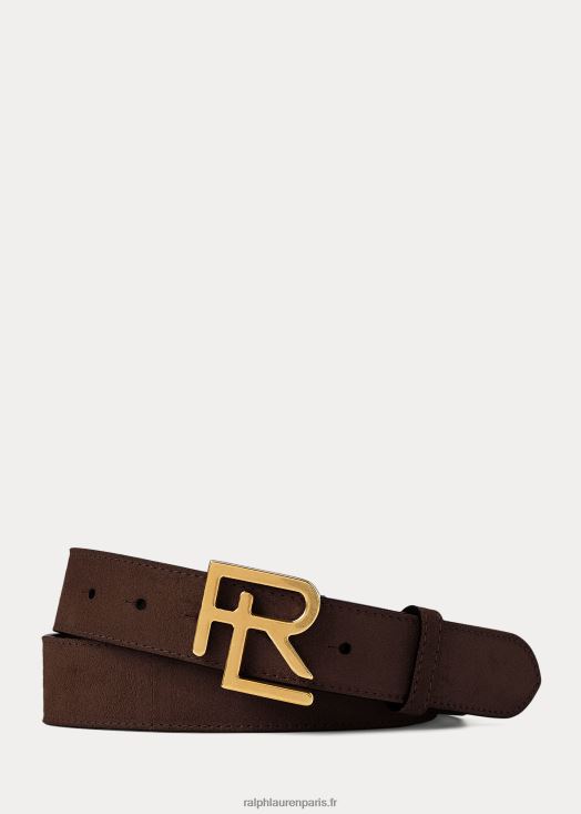 ceinture en daim à boucle rl 46T60T2220 Hommes Ralph Lauren marron foncé