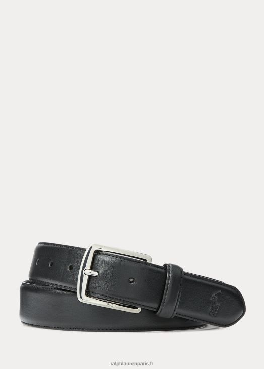 ceinture habillée en cuir pleine fleur 46T60T2566 Hommes Ralph Lauren noir