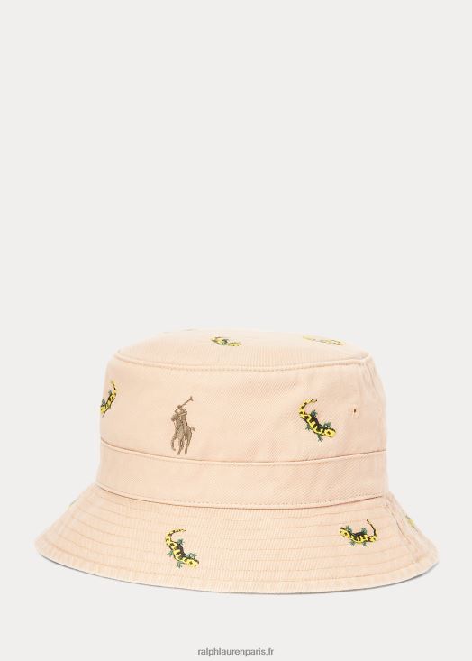 bob en sergé à broderie gecko 46T60T2521 Hommes Ralph Lauren kaki vintage