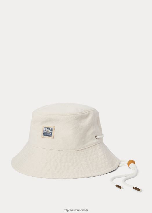 bob en toile de coton 46T60T2454 Hommes Ralph Lauren lavage denim blanc