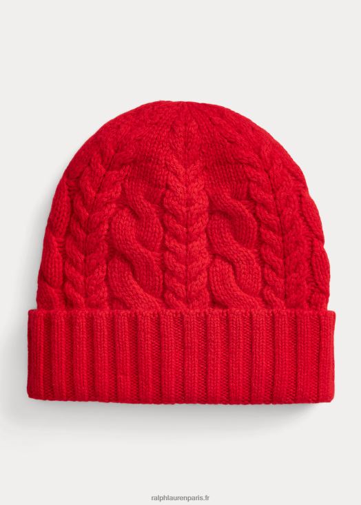 bonnet en cachemire à torsades 46T60T9006 Hommes Ralph Lauren rouge classique