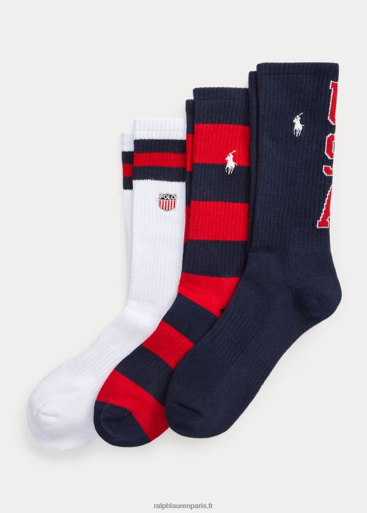 Lot de 3 paires de chaussettes Americana Crew 46T60T2315 Hommes Ralph Lauren assorti