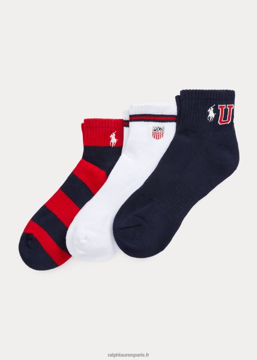 Lot de 3 paires de chaussettes Americana Quarter Crew 46T60T2314 Hommes Ralph Lauren assorti
