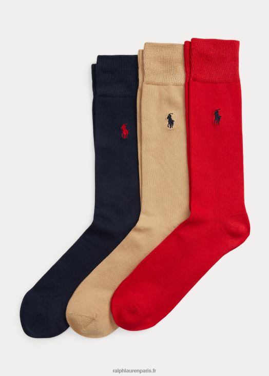 Lot de 3 paires de chaussettes habillées 46T60T2329 Hommes Ralph Lauren marine/rouge