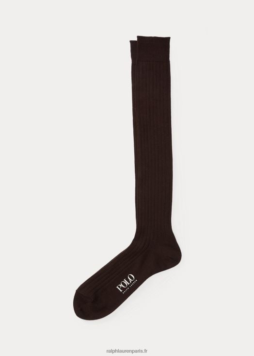 chaussettes côtelées unies sur le mollet 46T60T2789 Hommes Ralph Lauren brun