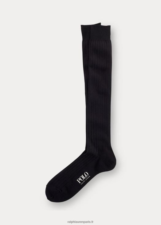 chaussettes côtelées unies sur le mollet 46T60T8814 Hommes Ralph Lauren noir