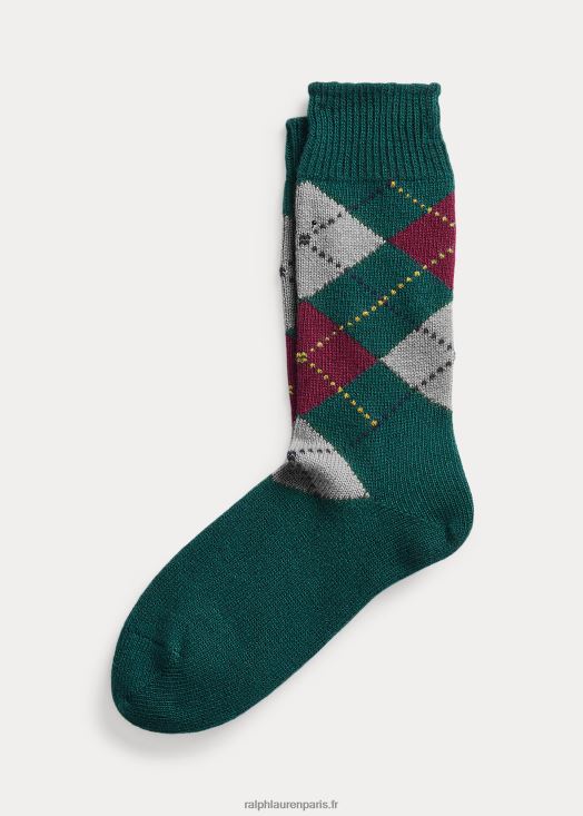 chaussettes en laine argyle à manivelle 46T60T2774 Hommes Ralph Lauren vert Chasseur