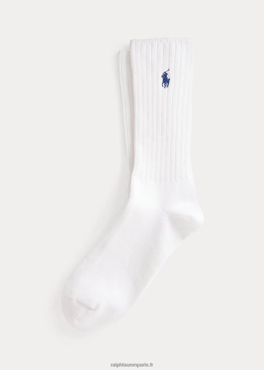 chaussettes mi-mollet en coton mélangé 46T60T1891 Hommes Ralph Lauren blanc