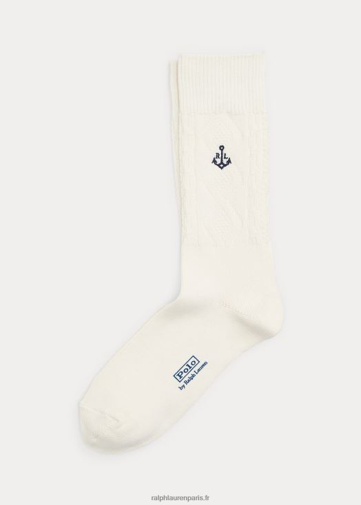 chaussettes mi-mollet en coton mélangé 46T60T2300 Hommes Ralph Lauren crème de parchemin