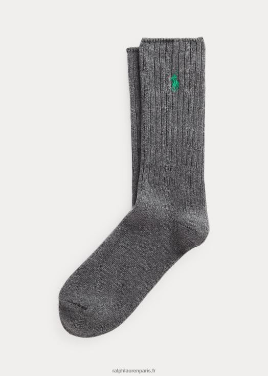 chaussettes mi-mollet en coton mélangé 46T60T2593 Hommes Ralph Lauren gris chiné