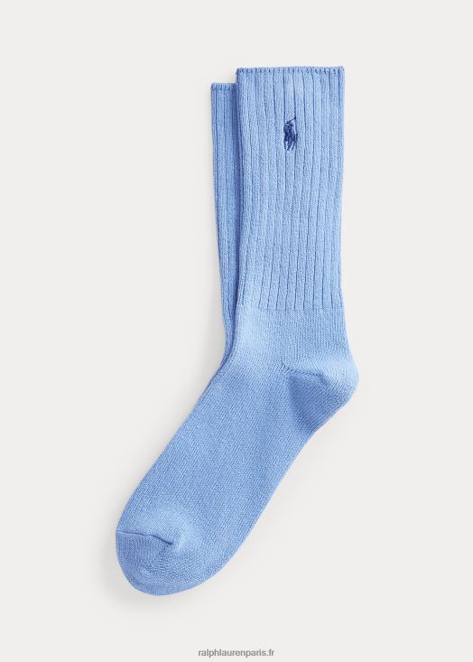 chaussettes mi-mollet en coton mélangé 46T60T2601 Hommes Ralph Lauren bleu pâle