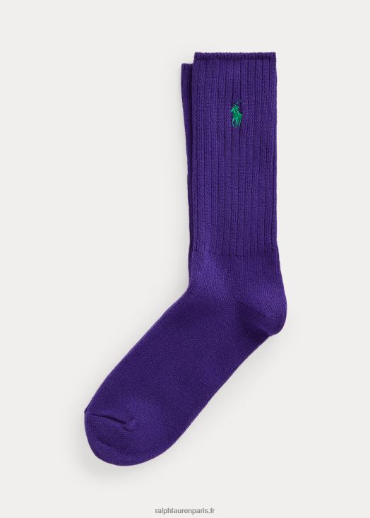 chaussettes mi-mollet en coton mélangé 46T60T2604 Hommes Ralph Lauren violet foncé