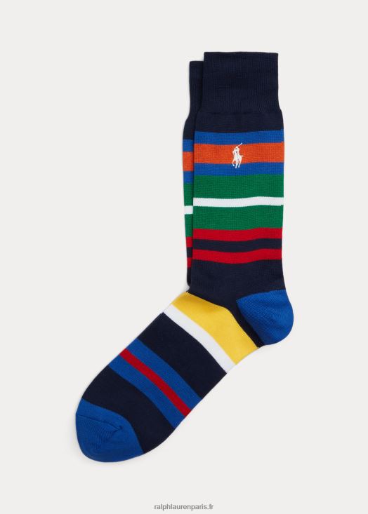 chaussettes rayées en coton mélangé 46T60T2370 Hommes Ralph Lauren marine