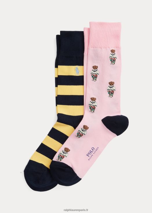 lot de 2 paires de chaussettes polo ours 46T60T2365 Hommes Ralph Lauren rose pâle