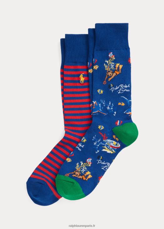lot de 2 paires de chaussettes polo ours 46T60T2368 Hommes Ralph Lauren bleu