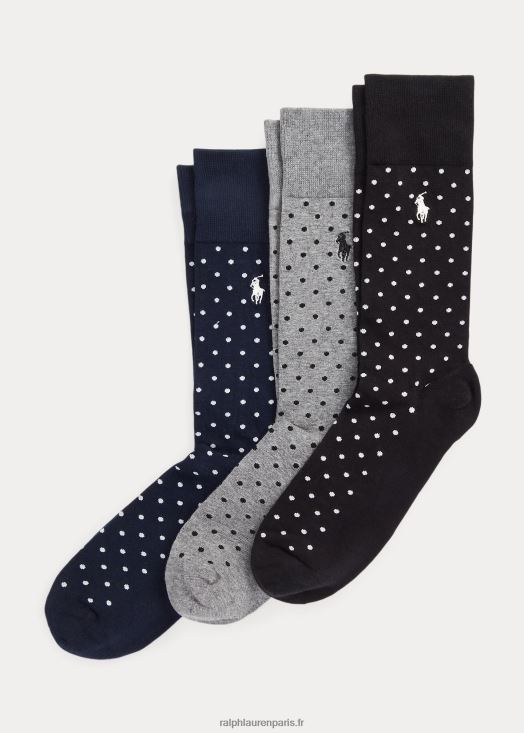 lot de 3 paires de chaussettes pantalons à pois 46T60T2325 Hommes Ralph Lauren bleu marine assorti