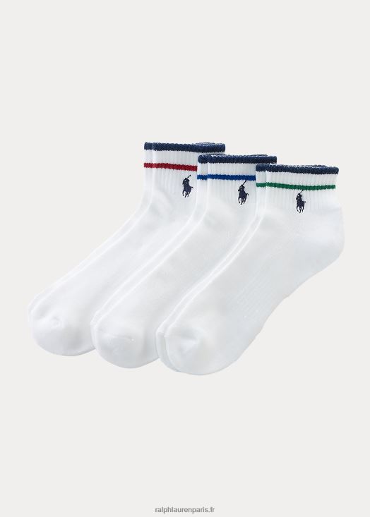 lot de 3 paires de socquettes à rayures 46T60T8802 Hommes Ralph Lauren blanc assorti