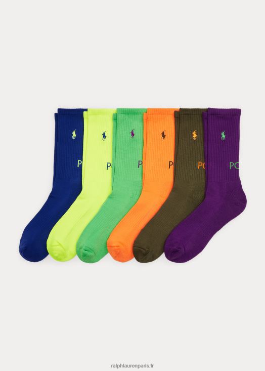 lot de 6 paires de chaussettes à logo 46T60T2308 Hommes Ralph Lauren néon