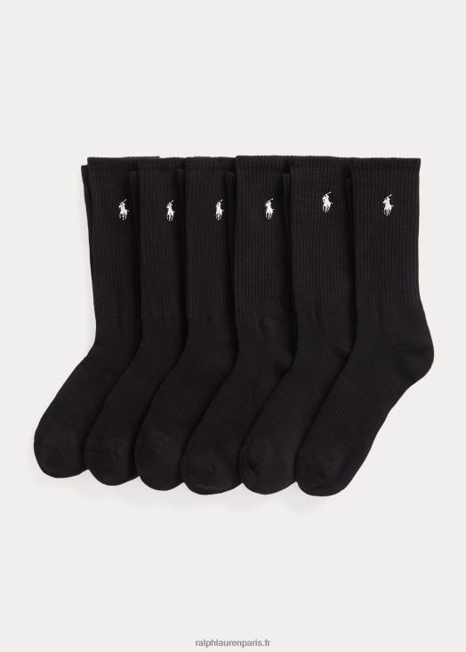 lot de 6 paires de chaussettes mi-mollet en coton mélangé 46T60T2536 Hommes Ralph Lauren noir
