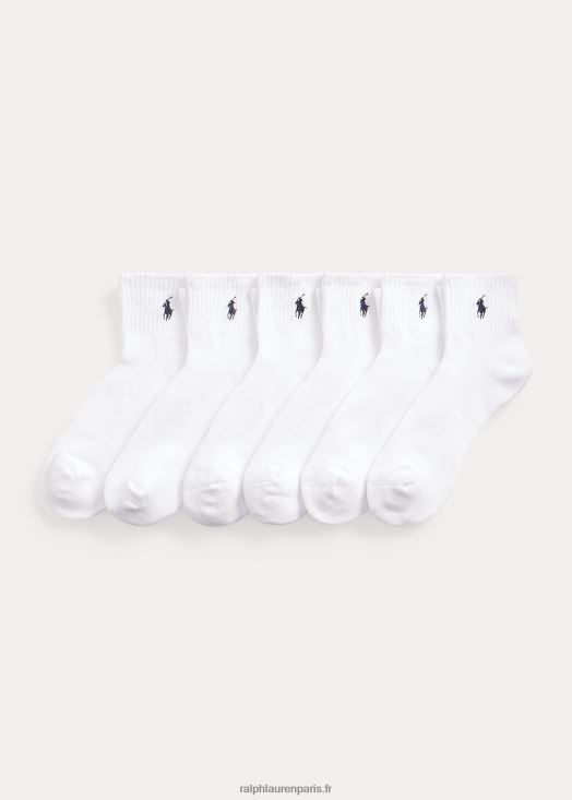 lot de 6 paires de chaussettes mi-mollet en coton mélangé 46T60T2541 Hommes Ralph Lauren blanc