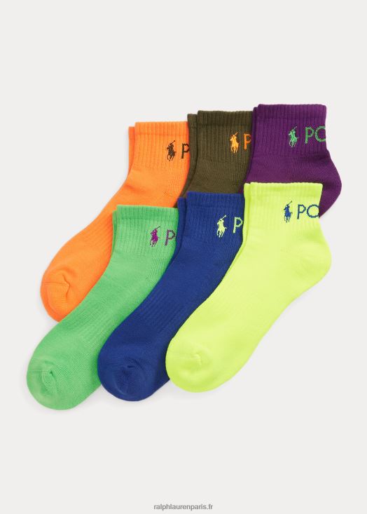 lot de 6 paires de chaussettes mi-mollet à logo 46T60T2307 Hommes Ralph Lauren néon