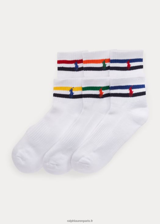 lot de 6 paires de chaussettes mi-mollet rayées 46T60T2304 Hommes Ralph Lauren blanc assorti