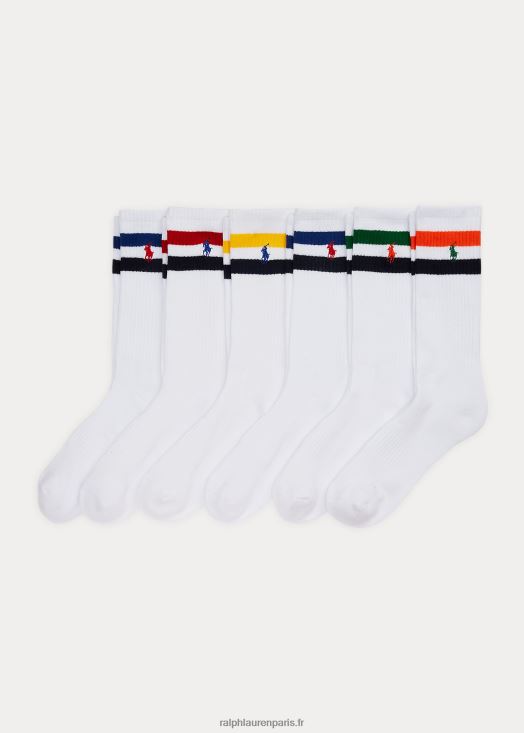 lot de 6 paires de chaussettes mi-mollet rayées 46T60T2305 Hommes Ralph Lauren blanc assorti