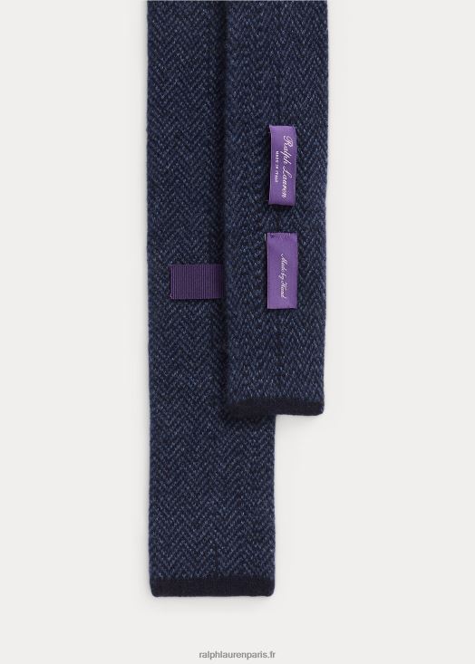 cravate en cachemire à chevrons 46T60T8953 Hommes Ralph Lauren bleu marine/poussière