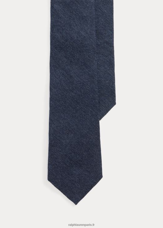 cravate en cachemire et soie à tissage de tiques 46T60T8964 Hommes Ralph Lauren marine