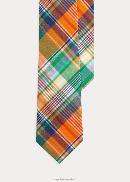 cravate en coton à carreaux 46T60T2410 Hommes Ralph Lauren multi orange/vert