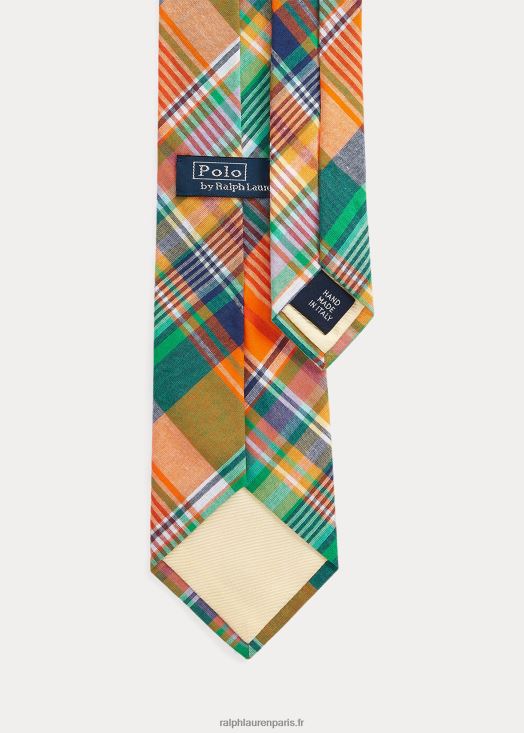 cravate en coton à carreaux 46T60T2410 Hommes Ralph Lauren multi orange/vert