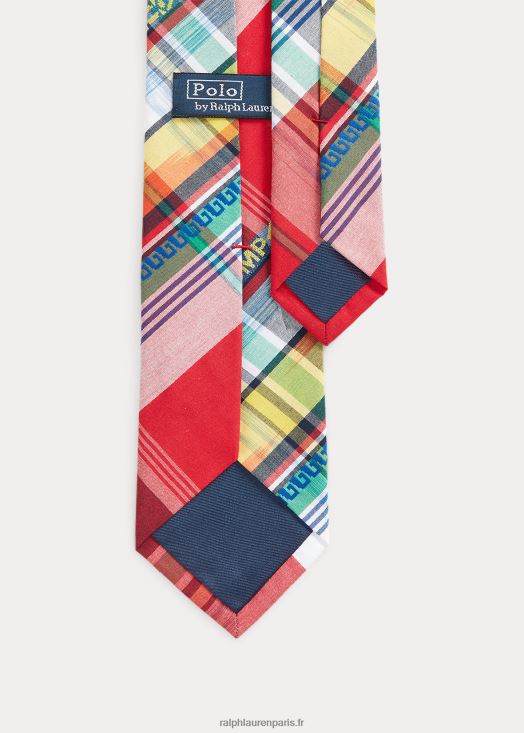 cravate en coton à carreaux 46T60T2533 Hommes Ralph Lauren multicolore rouge/jaune