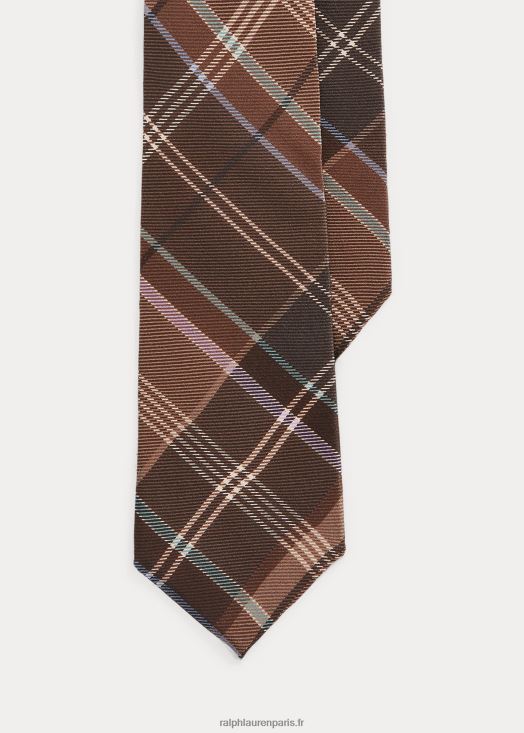 cravate en crêpe de soie à imprimé tartan 46T60T8923 Hommes Ralph Lauren marron clair multi