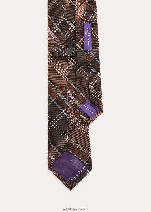 cravate en crêpe de soie à imprimé tartan 46T60T8923 Hommes Ralph Lauren marron clair multi