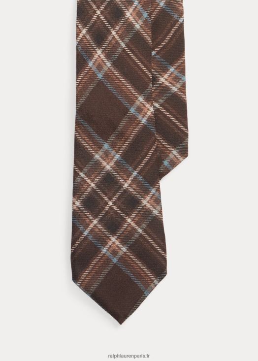 cravate en crêpe de soie à imprimé tartan 46T60T8930 Hommes Ralph Lauren marron clair/multicolore