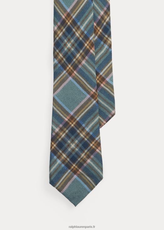 cravate en crêpe de soie à imprimé tartan 46T60T8931 Hommes Ralph Lauren embruns marins multi