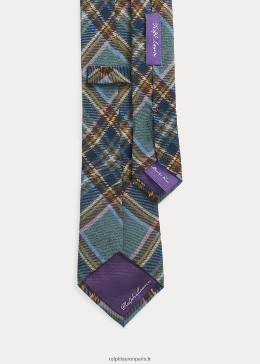 cravate en crêpe de soie à imprimé tartan 46T60T8931 Hommes Ralph Lauren embruns marins multi